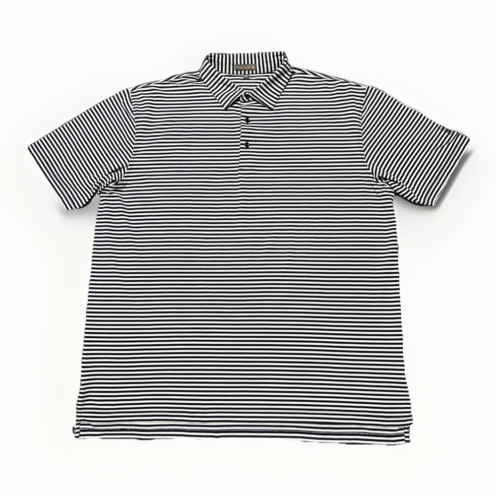 Peter Millar Summer Comfort Performance Golf Polo Blue White Striped‎ Mens XXL